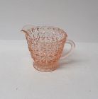Jeannette 40s 50s 60s Glass Pink HOLIDAY BUTTON n BOWS Footed CREAMER