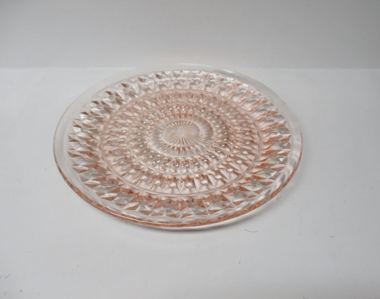 Jeannette Glass Pink HOLIDAY, aka BUTTON and BOWS, 9 Inch DINNER PLATE
