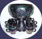 Westmoreland Purple Carnival THREE FRUITS 14 Piece PUNCH BOWL SET