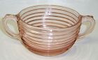 Hocking Pink MANHATTAN, aka Horizontal Ribbed, 2 Hdld Oval SUGAR BOWL