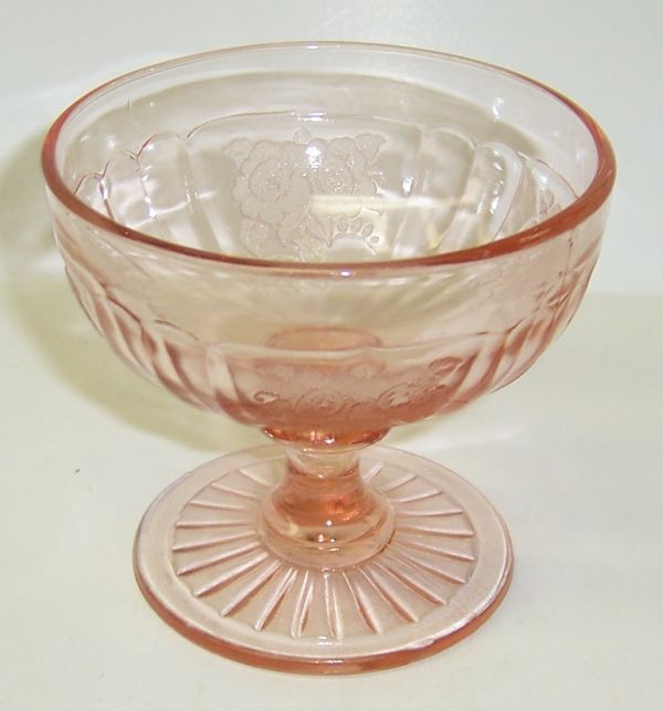 Hocking Pink MAYFAIR, aka Open Rose, 3 1/4 Inch High FOOTED SHERBET