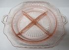 Hocking Pink MAYFAIR, aka Open Rose, 8 1/2 Inch 4-Part RELISH DISH