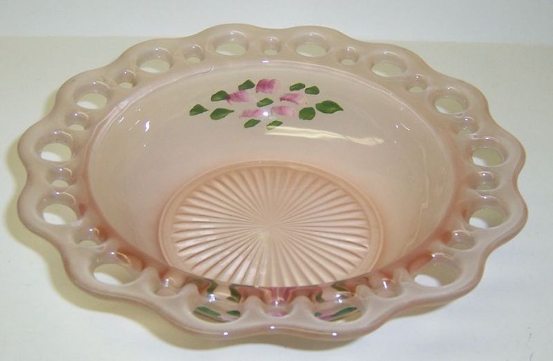 Hocking Depression Glass Pink LACE EDGE Old Colony 7 1/2 Inch BOWL