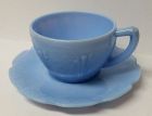 Jeannette Glass Delphite Blue CHERRY BLOSSOM CUP and SAUCER
