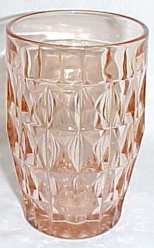 Jeannette Glass Pink WINDSOR aka Diamond 5 Inch 12 Oz ICE TEA TUMBLER