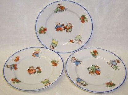 3-Vintage Germany China BABY FATS Childrens PLAY PLATES