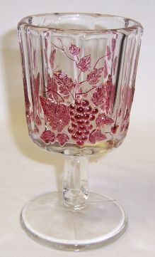 Westmoreland Glass Crystal Ruby flashed PANELED GRAPE 5 3/4 In GOBLET