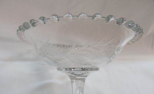 Imperial Crystal CANDLEWICK 3 3/4 Inch High ETCHED MINT COMPORT
