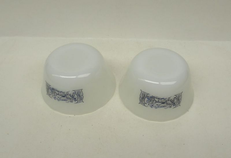 2 - Glasbake CURRIER and IVES 3 3/4 Inch CUSTARD or DESSERT CUPS