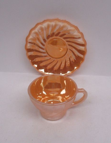 Anchor Hocking Fire King Lustre SHELL DEMITASSE CUP and SAUCER