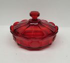 Fostoria Glass Ruby Red COIN 6 1/4 Inch CANDY DISH with LID