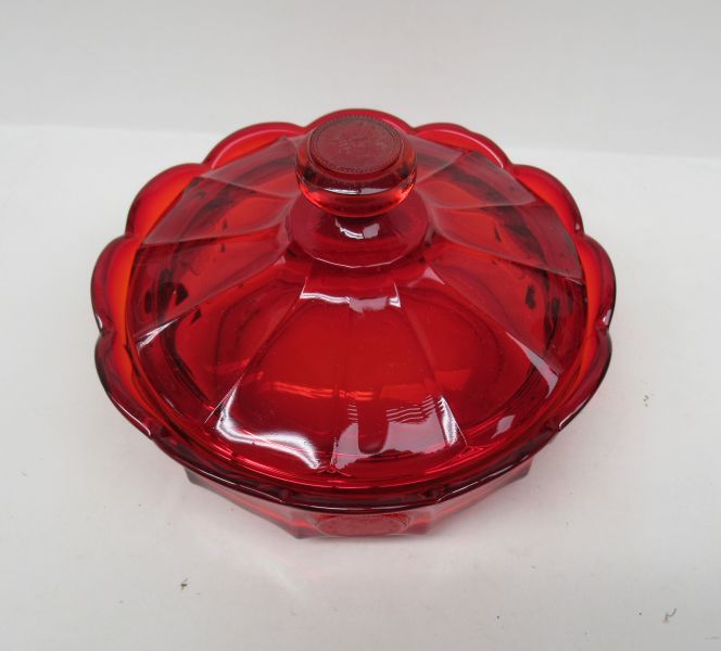 Fostoria Glass Ruby Red COIN 6 1/4 Inch CANDY DISH with LID