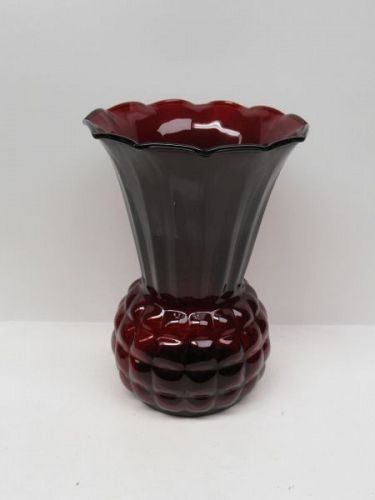 Anchor Hocking Fire King Ruby Red PINEAPPLE 8 3/4 In Ruffled Top VASE