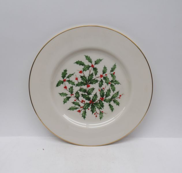 Lenox China HOLIDAY SPECIAL Gold Trim Lg Decal 10 1/2 Inch PLATE U.S.A