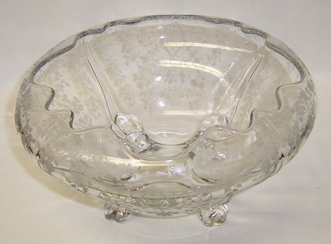Cambridge Glass Crystal DIANE No. 3400/135 Four Footed CUPPED BOWL