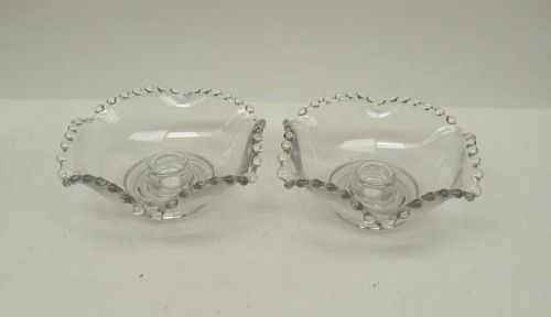 Imperial Crystal CANDLEWICK 5 Inch FLOWER CANDLE HOLDERS, Pair