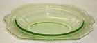Hocking Glass Green PRINCESS 10 1/4 Inch OVAL HANDLED SERVING BOWL