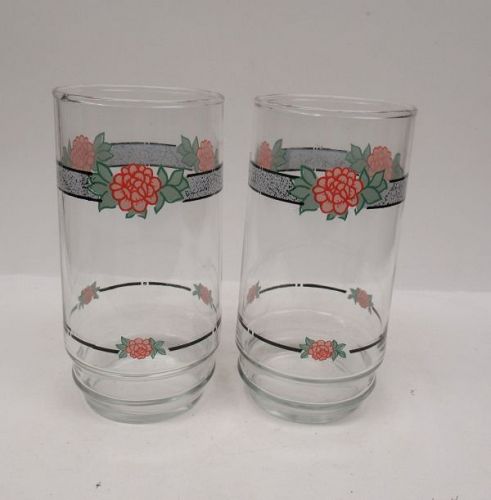 2 - Corning Corelle 5 3/4 Inch SILK and ROSES TUMBLERS