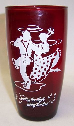 Anchor Hocking Fire King Ruby Red 5 1/4 In SWING HER HIGH TUMBLER