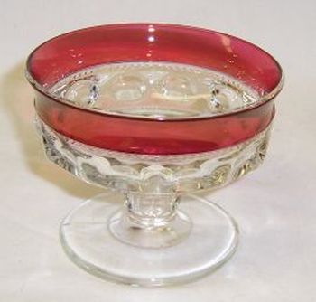 Indiana Glass Ruby Flashed KINGS CROWN 3 In 5 1/2 Oz SHERBET DISH