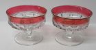 Indiana Glass Ruby Flashed KINGS CROWN 3 In CANDLE HOLDERS, Pair