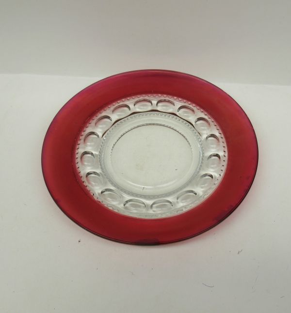 Indiana Glass Ruby Flashed KINGS CROWN 8 1/4 Inch SALAD PLATE