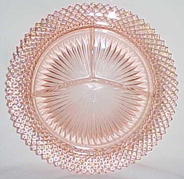 Hocking Depression Glass Pink MISS AMERICA 10 Inch 3-Part GRILL PLATE