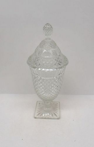 Hocking Glass Crystal MISS AMERICA 11 1/2 Inch CANDY JAR with COVER