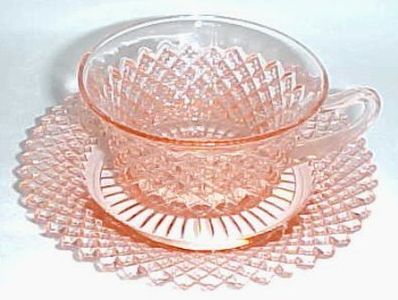 Hocking Depression Glass Pink MISS AMERICA Tea or Coffee CUP n SAUCER