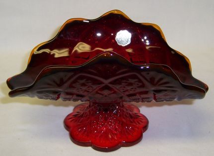 Westmoreland Glass Ruby Red FAN and FILE 6 1/2 In CHILDS BANANA BOAT