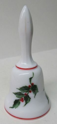 Westmoreland Milk Glass 5 Inch BELL, Hand Painted CHRISTMAS HOLLY