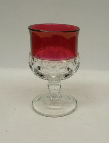 Indiana Glass Ruby Flashed KINGS CROWN 4 1/4 In 5 Oz WINE GOBLET