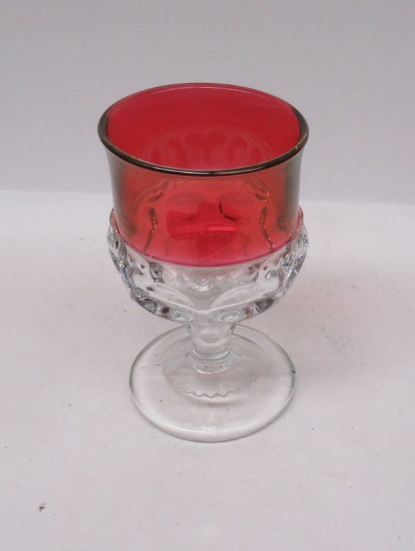 Indiana Glass Ruby Flashed KINGS CROWN 4 1/4 In 5 Oz WINE GOBLET