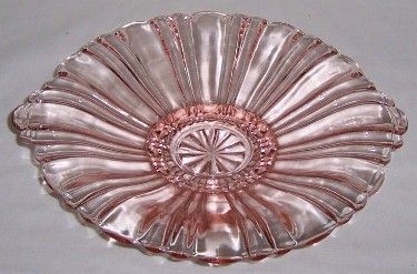 Hocking Depression Glass Pink OLD CAFE 8 Inch LOW CANDY DISH