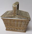 Westmoreland Antique Gold Milk Glass 5 Inch PICNIC BASKET-Scarce