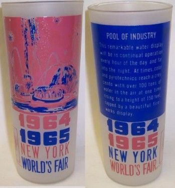 1964-65 NEW YORK WORLDS FAIR 6 1/2 Inch High Frosted TUMBLER