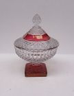 Westmoreland Ruby Flashed ENGLISH HOBNAIL 6 1/4 In Ftd CANDY DISH &LID
