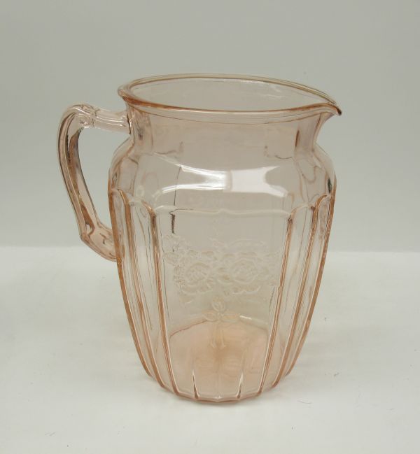 Hocking Pink MAYFAIR Open Rose 8 1/2 Inch 80 Ounce WATER PITCHER
