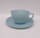 Anchor Hocking Fire King TURQUOISE BLUE Tea or Coffee CUP and SAUCER