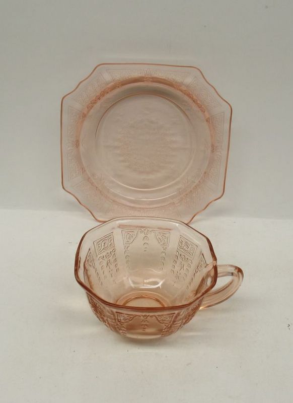 Hocking Depression Glass Pink PRINCESS Tea or Coffee CUP and SAUCER