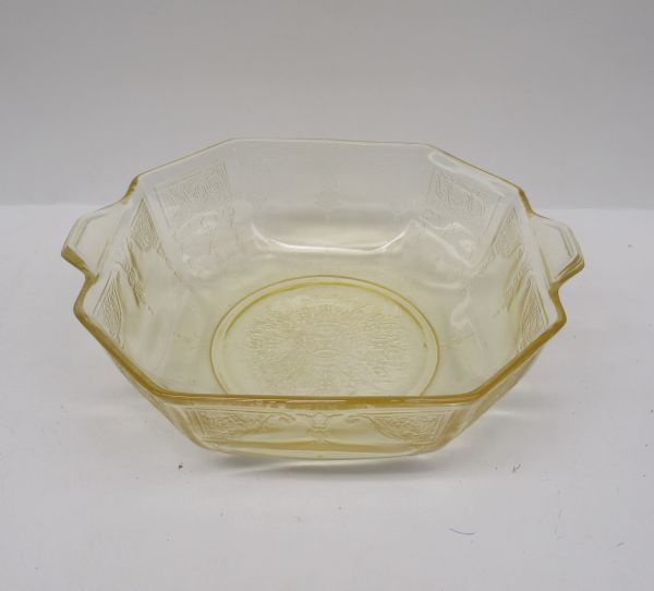 Hocking Topaz Yellow PRINCESS 9 Inch Tab Handled OCTAGONAL SALAD BOWL