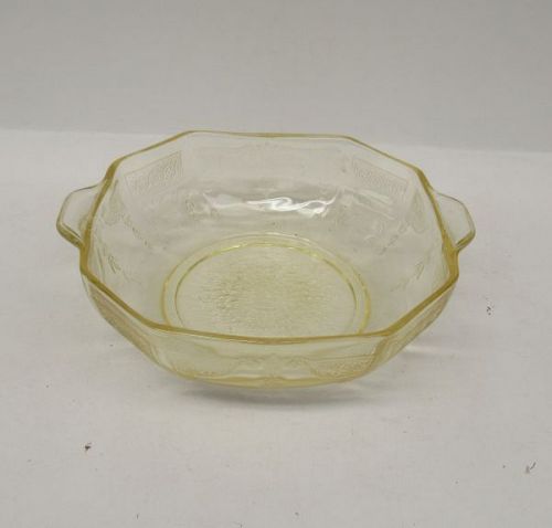 Hocking Glass Topaz Yellow PRINCESS 5 1/2 In Tab Handled CEREAL BOWL