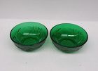 2 - Anchor Hocking Fire King Forest Green SANDWICH 4 7/8 In BERRY BOWL