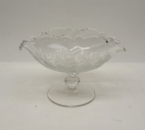 Heisey Elegant Glass Crystal ORCHID 4 1/4 In High FOOTED OVAL COMPORT