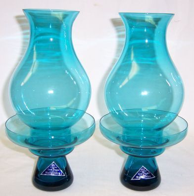 Morgantown Glass PEACOCK BLUE No. 9922 COLONIAL HURRICANES, OL