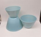 Anchor Hocking Fire King Turquoise Blue SPLASH PROOF 3-Pc MIXING BOWLS