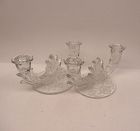 Fostoria Glass Crystal NAVARRE Double Branch CANDLE HOLDERS, Pair