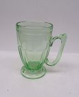 Jeannette Glass Transparent Green No. 516 5 1/2 In Handled FOOTED MUG