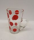 Anchor Hocking Crystal with RED DOTS 5 1/4 Inch Handled CONE SHAPE MUG