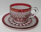 Westmoreland Glass Ruby Flashed WATERFORD WAKEFIELD CUP and SAUCER